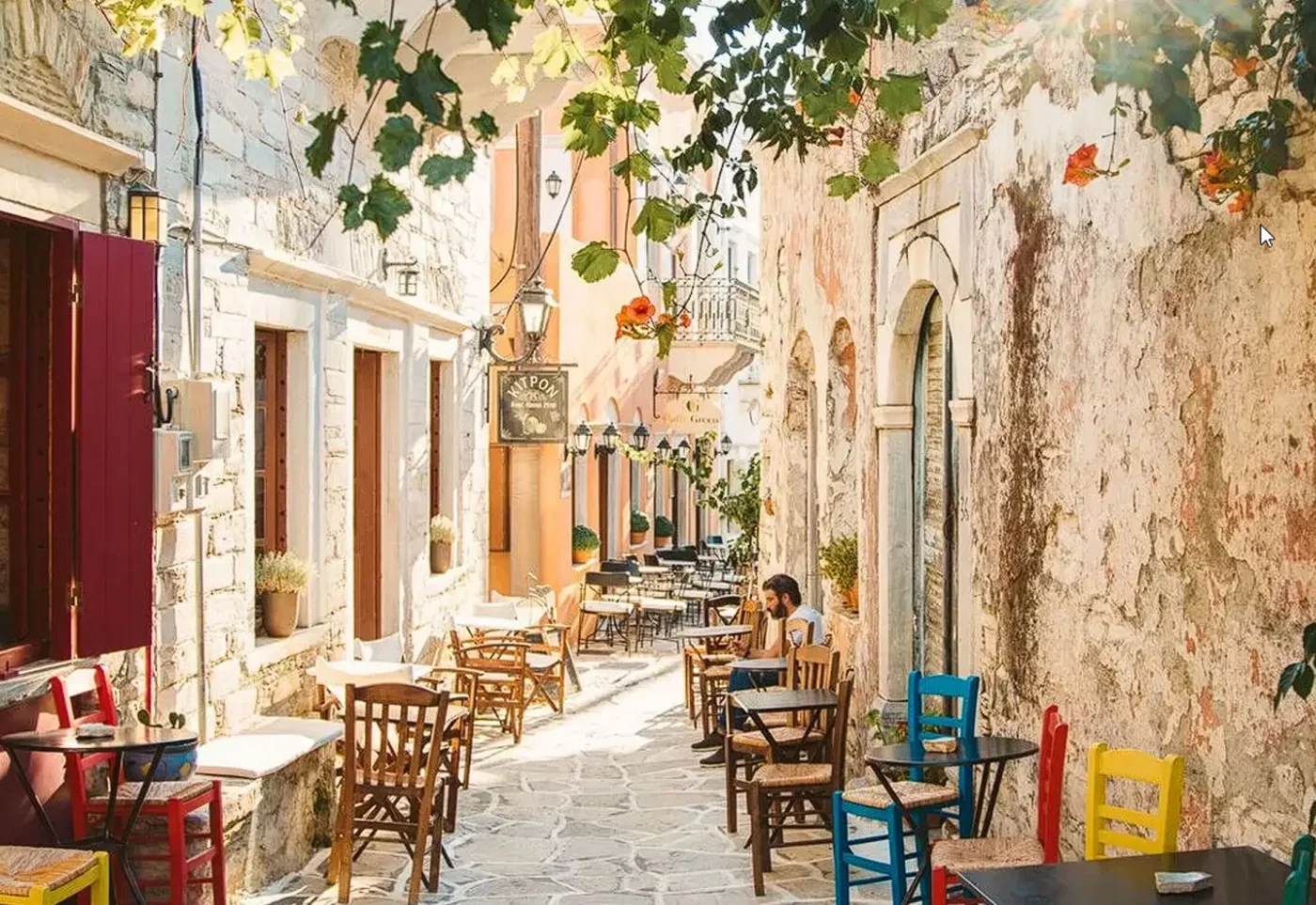 Naxos landscape and the Aegean Sea