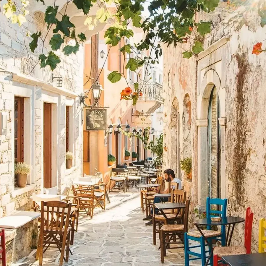 Naxos landscape and the Aegean Sea